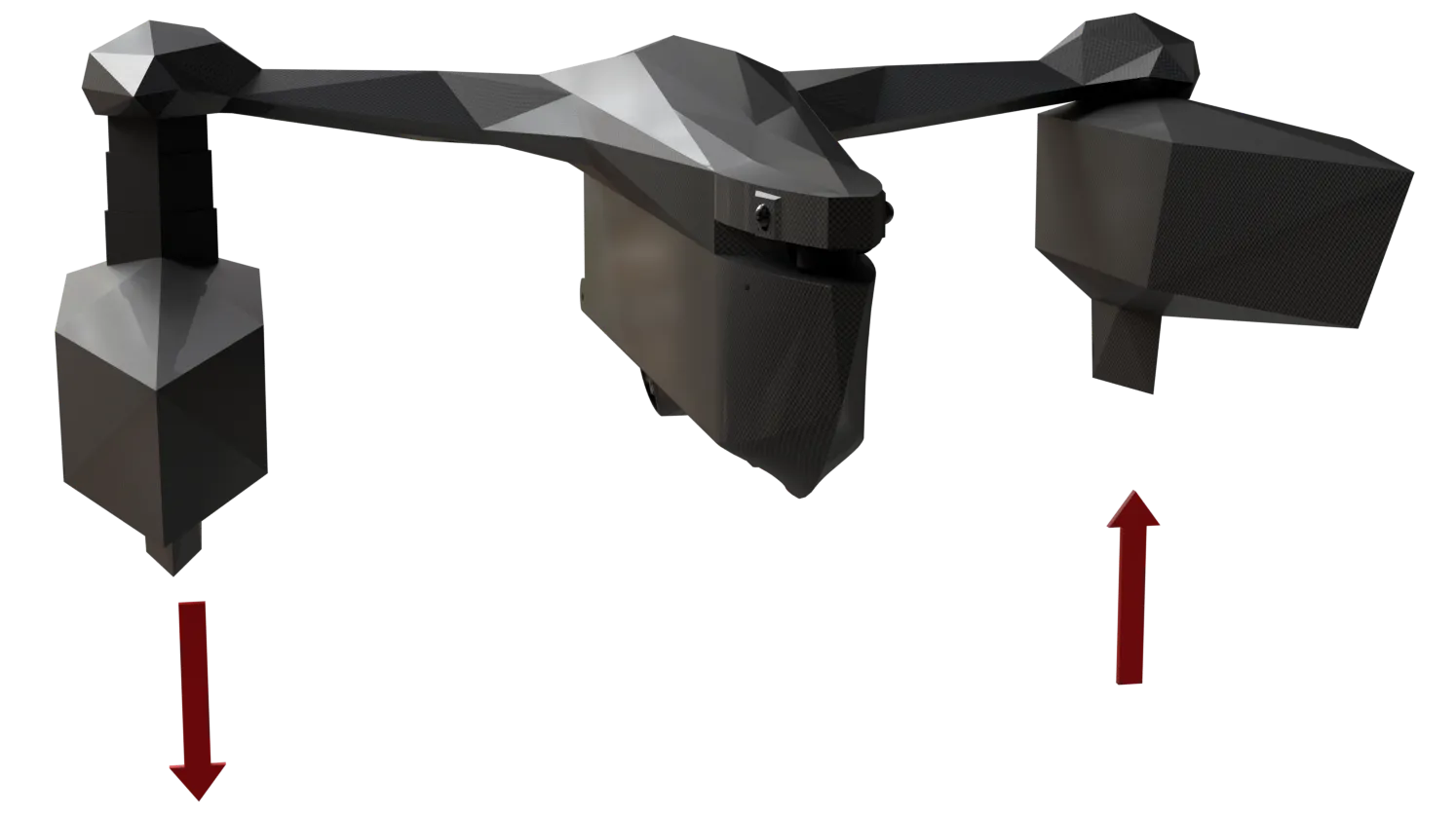 Render of the outrigger actuators extending to counter roll